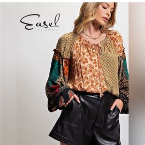 Easel Multicolor Boho Blouse